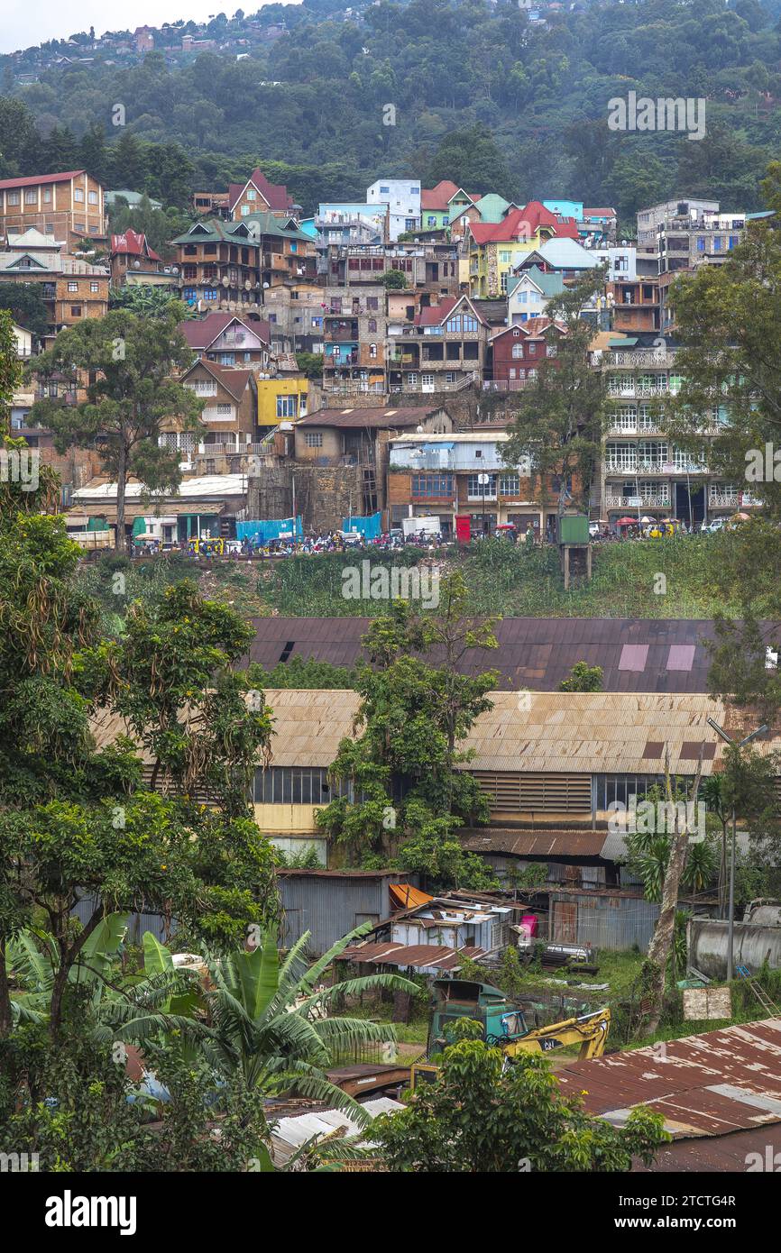 Edifici nella città di Bukavu, RDC Foto Stock