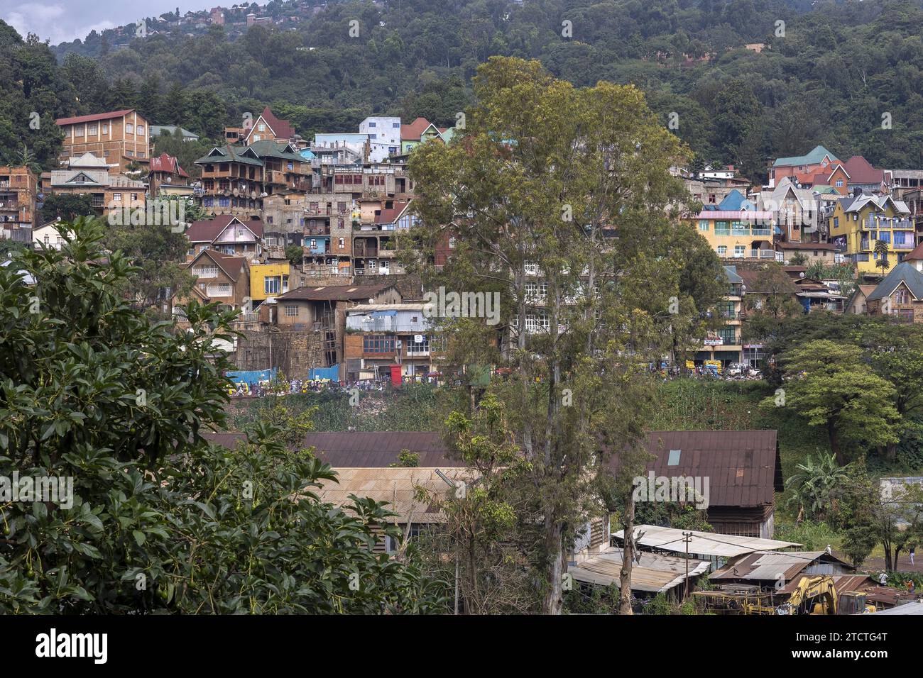 Edifici nella città di Bukavu, RDC Foto Stock