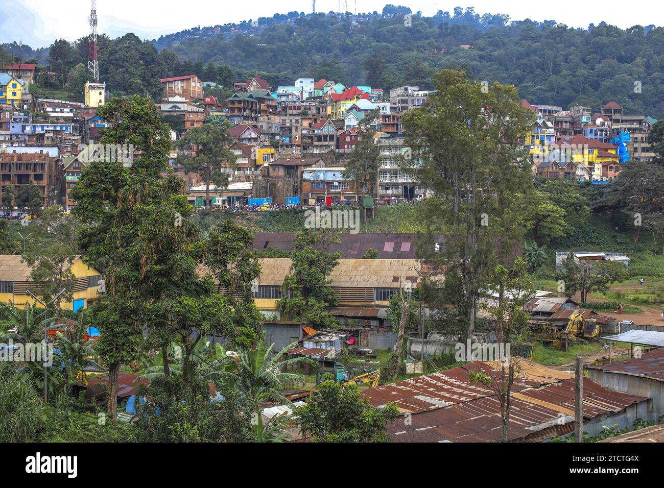 Edifici nella città di Bukavu, RDC Foto Stock