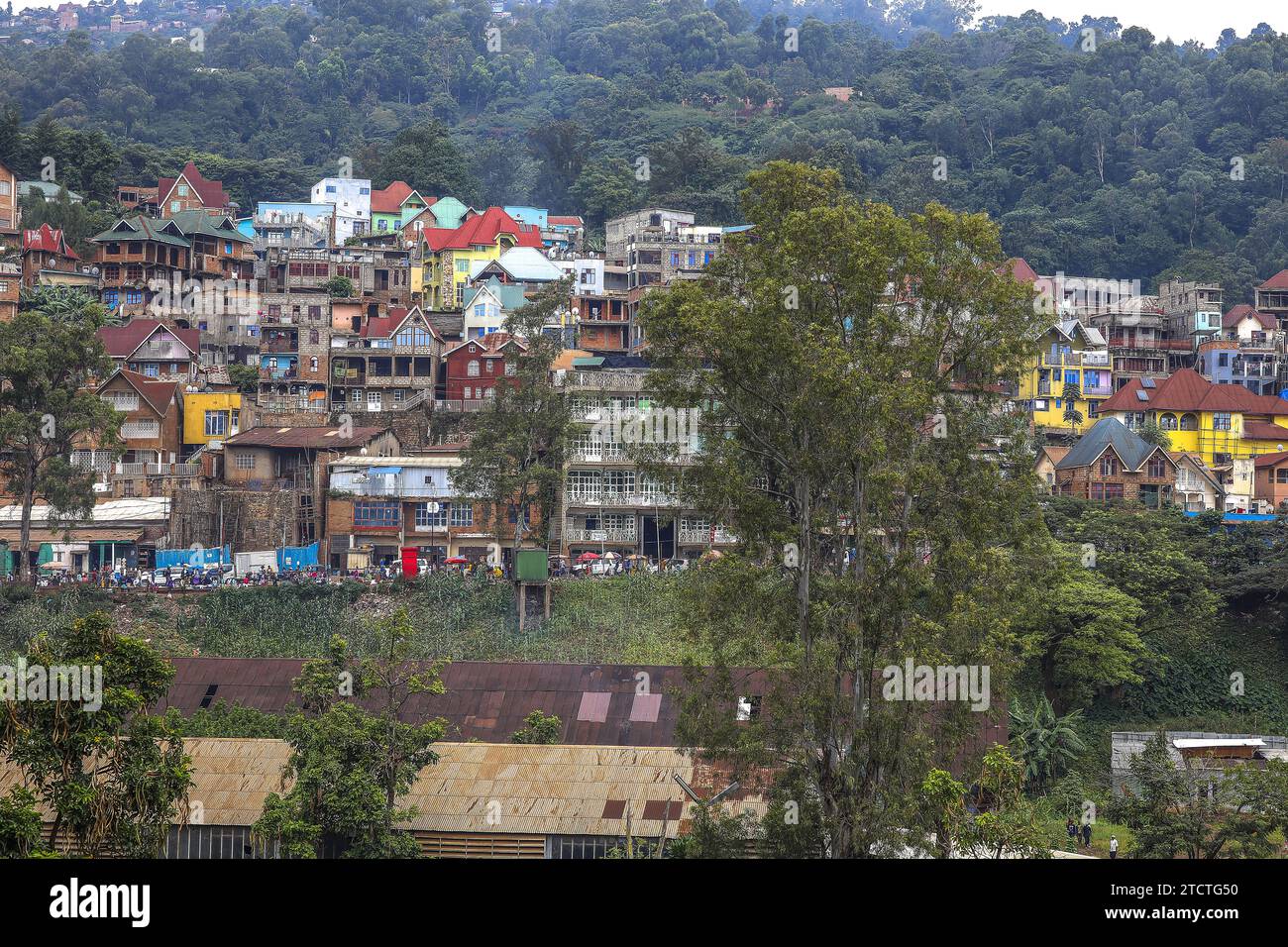 Edifici nella città di Bukavu, RDC Foto Stock