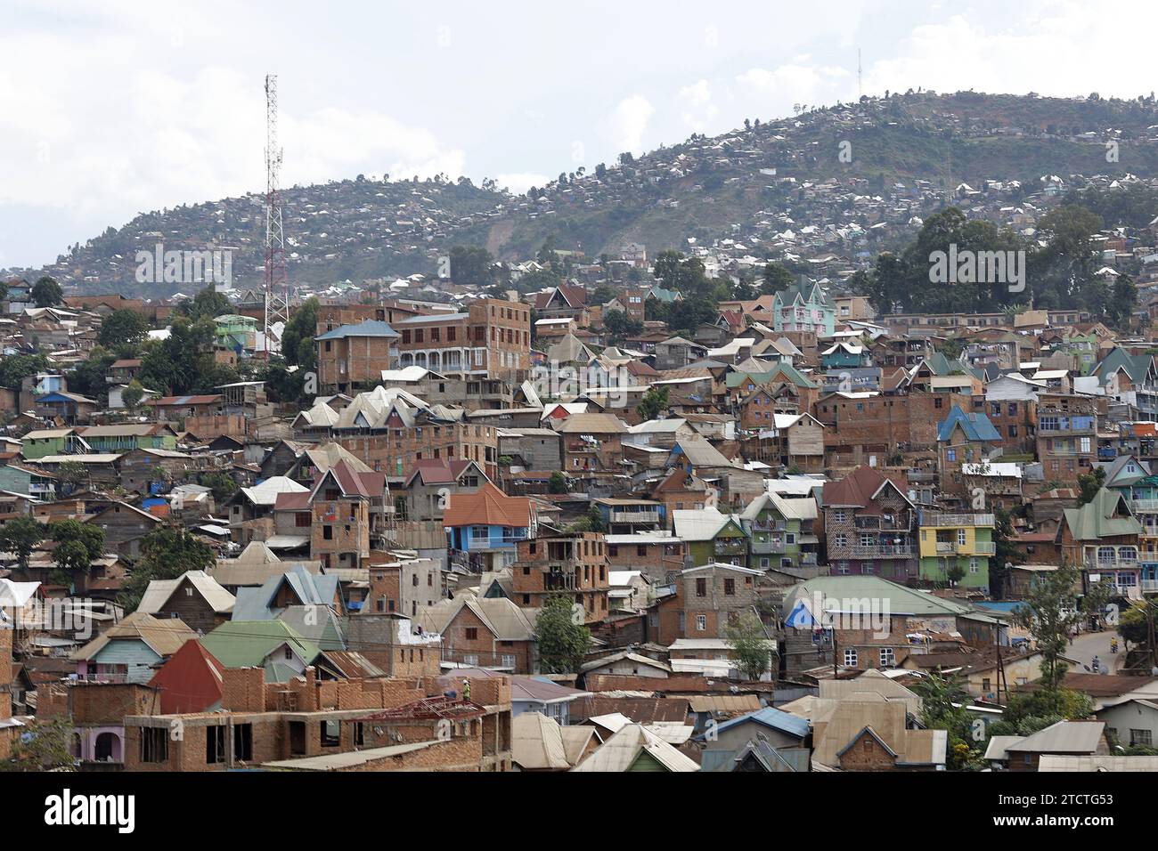 Edifici nella città di Bukavu, RDC Foto Stock