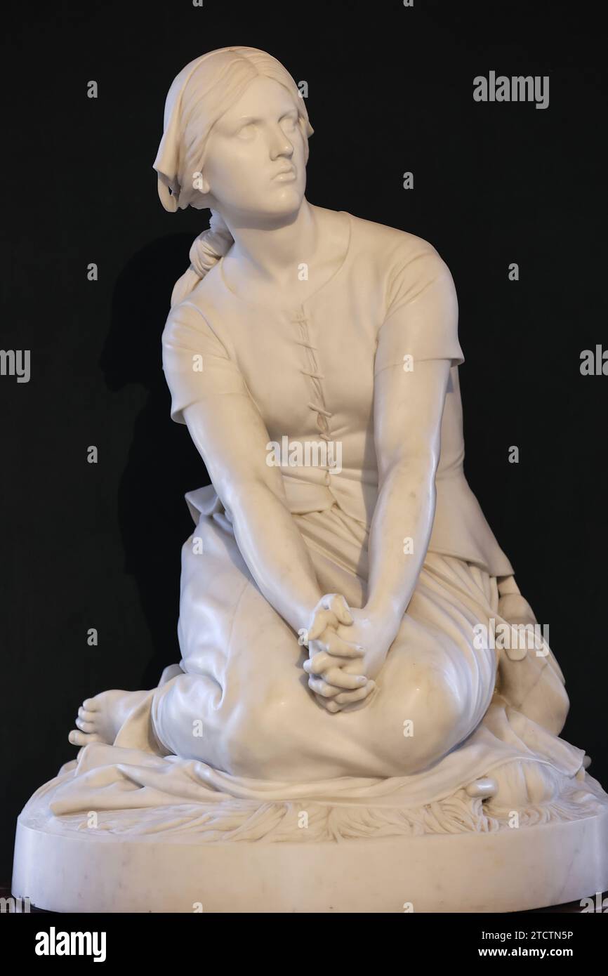 Castello di Chantilly, museo Conde, Chantilly, Oise, Francia. Henri Chapu, Giovanna d'Arca ascoltando le voci, 1873 Foto Stock