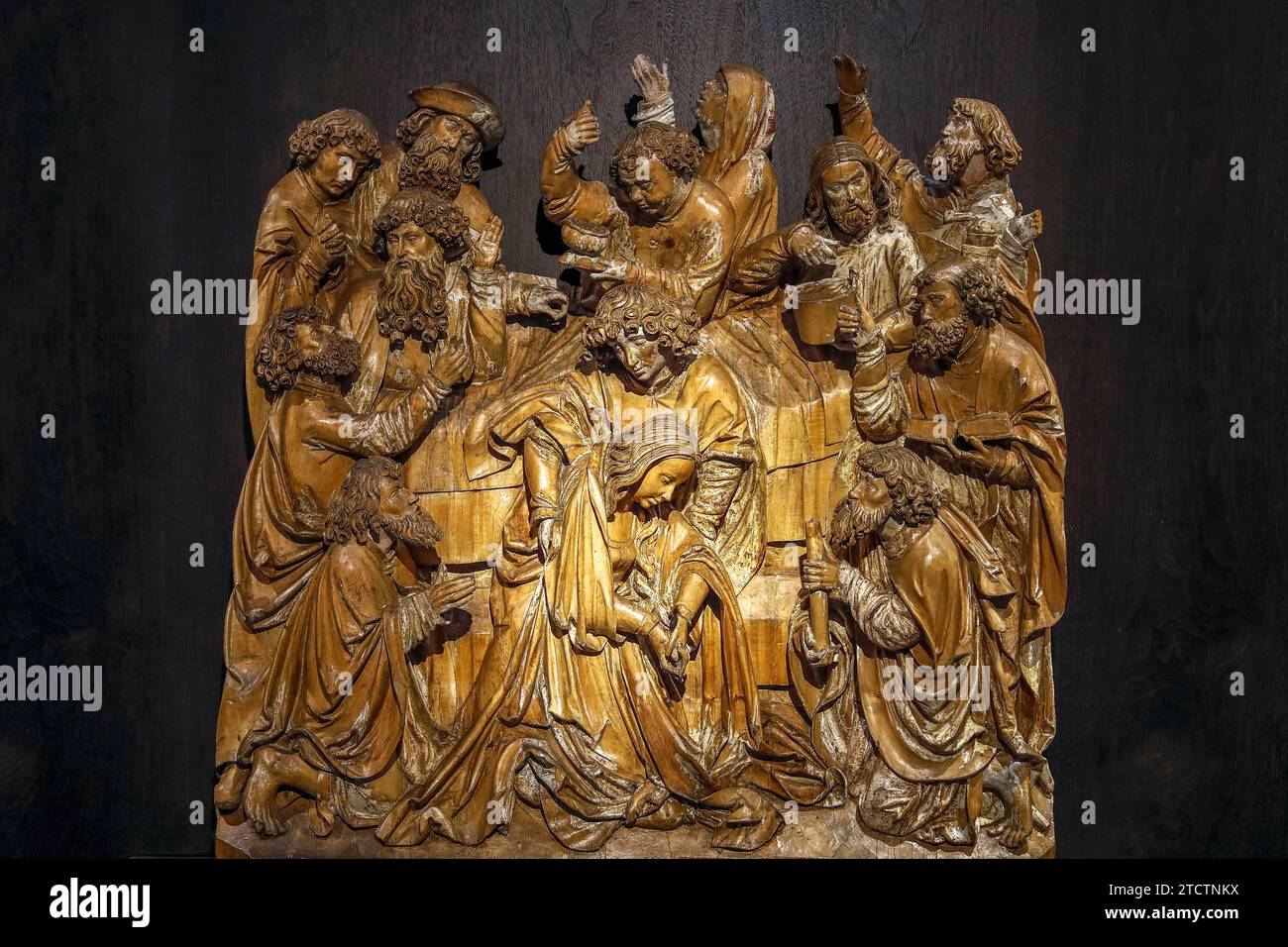 Museo d'arte, Budapest, Ungheria. Scultore di Allgau, la morte della Vergine, 1500-1510, legno di calce intagliato con tracce di pittura Foto Stock