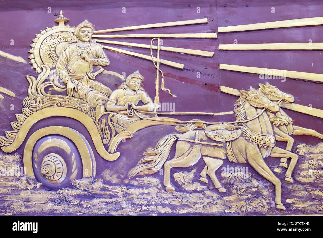 Phap Vien Minh Dang Quang pagoda. Il principe Siddhartha chiese a un auriga di portarlo in una serie di giri attraverso la campagna. La vita di Buddha. Ho Foto Stock