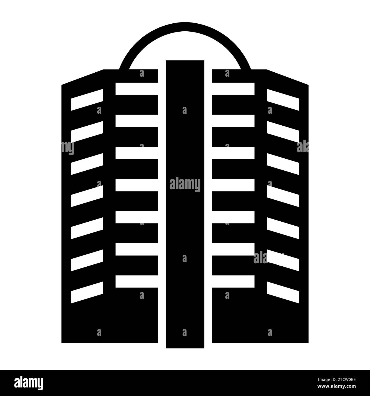 Icona nera dell'edificio per uffici su sfondo bianco Illustrazione Vettoriale