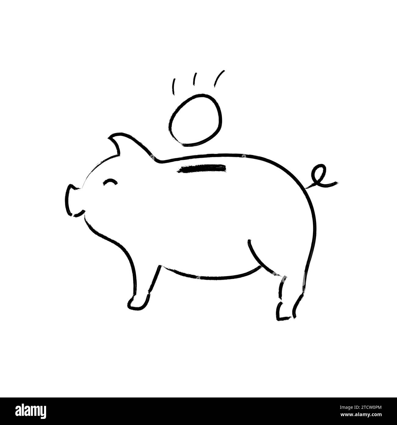 Concetto di salvadanaio. Schizzo dipinto a mano. Illustrazione isolata dei risparmi di Piggybank. Illustrazione Vettoriale