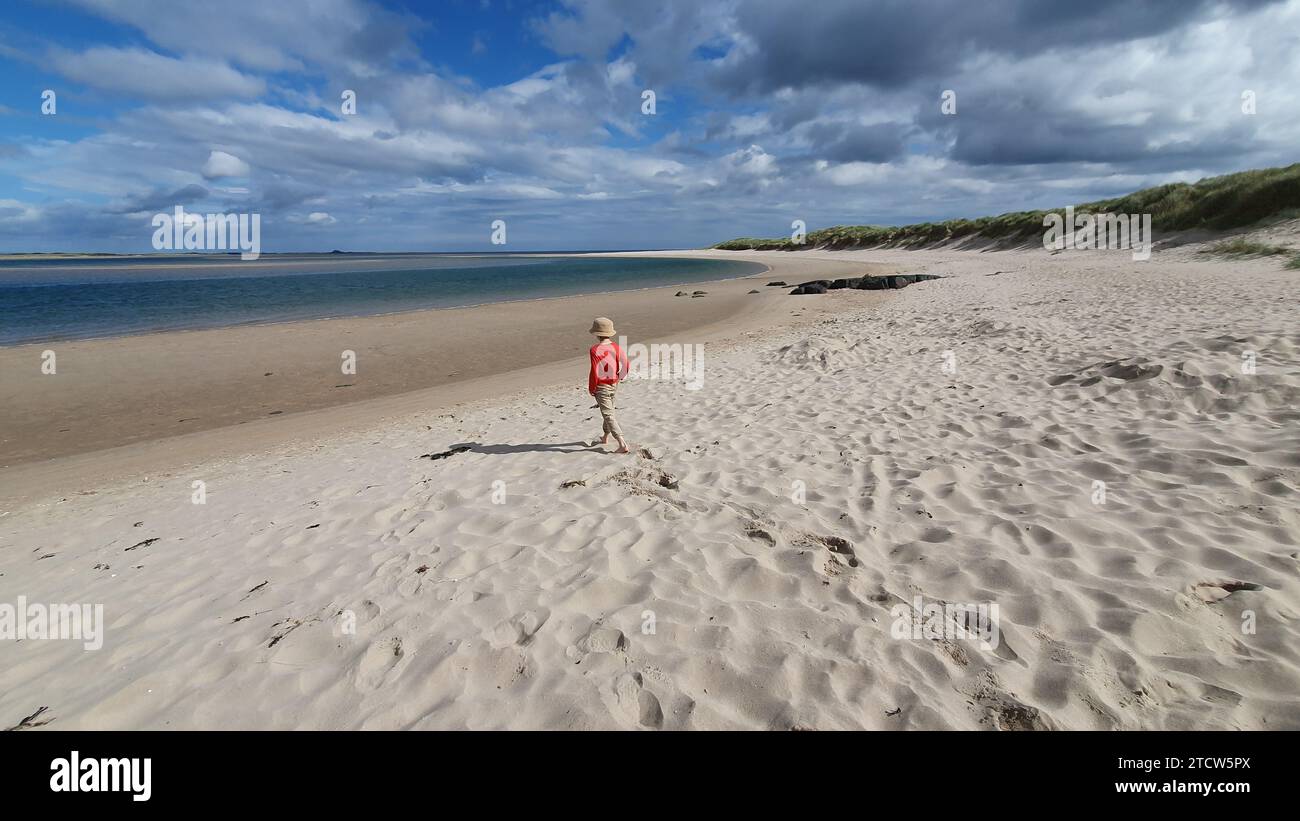 Una bellissima spiaggia a Northumberland, Regno Unito Foto Stock