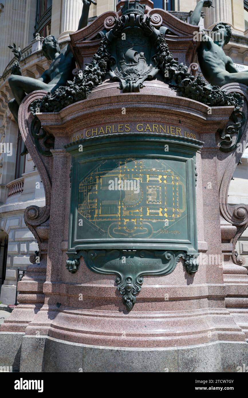 Opera Garnier, simbolo di Parigi in una giornata di sole, Parigi, Francia Foto Stock