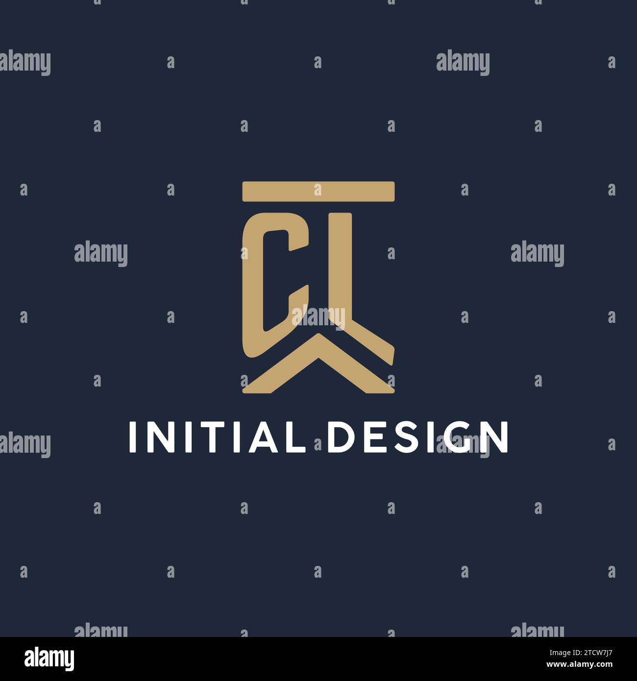 Logo monogramma iniziale CL in stile rettangolare con idee laterali curve Illustrazione Vettoriale