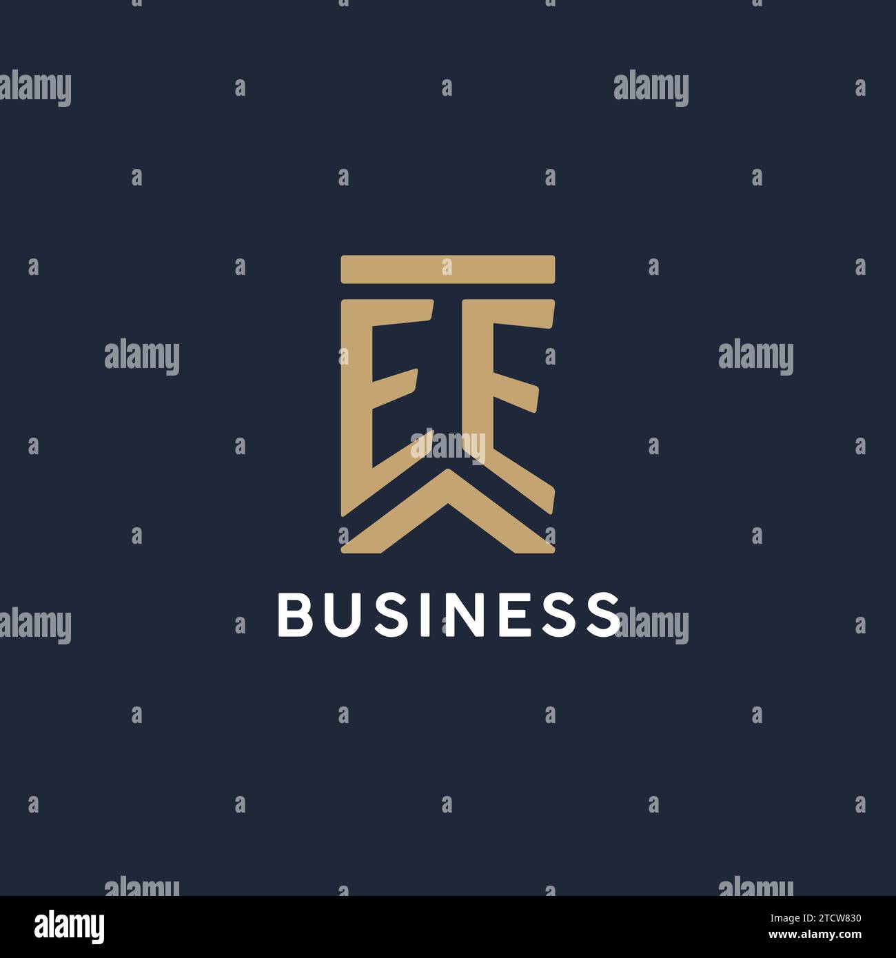Logo monogramma iniziale EE in stile rettangolare con idee laterali curve Illustrazione Vettoriale