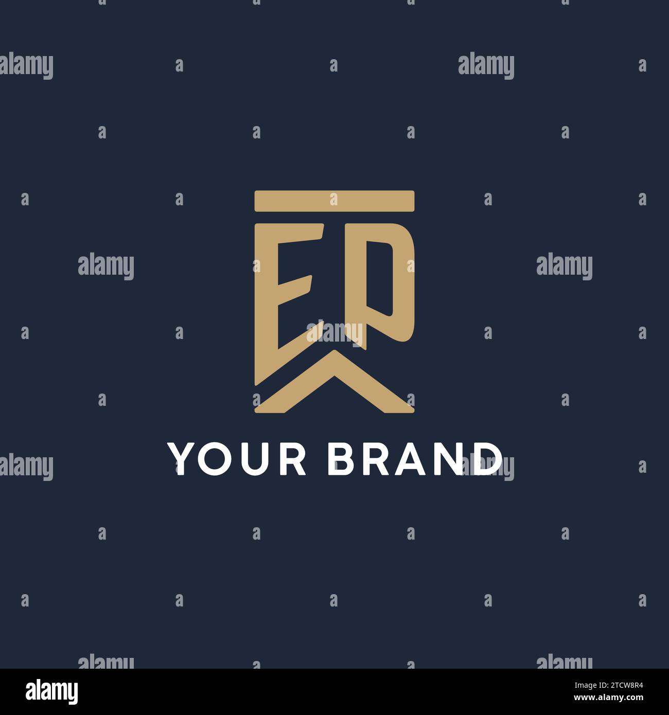 Logo monogramma iniziale EP in stile rettangolare con idee laterali curve Illustrazione Vettoriale