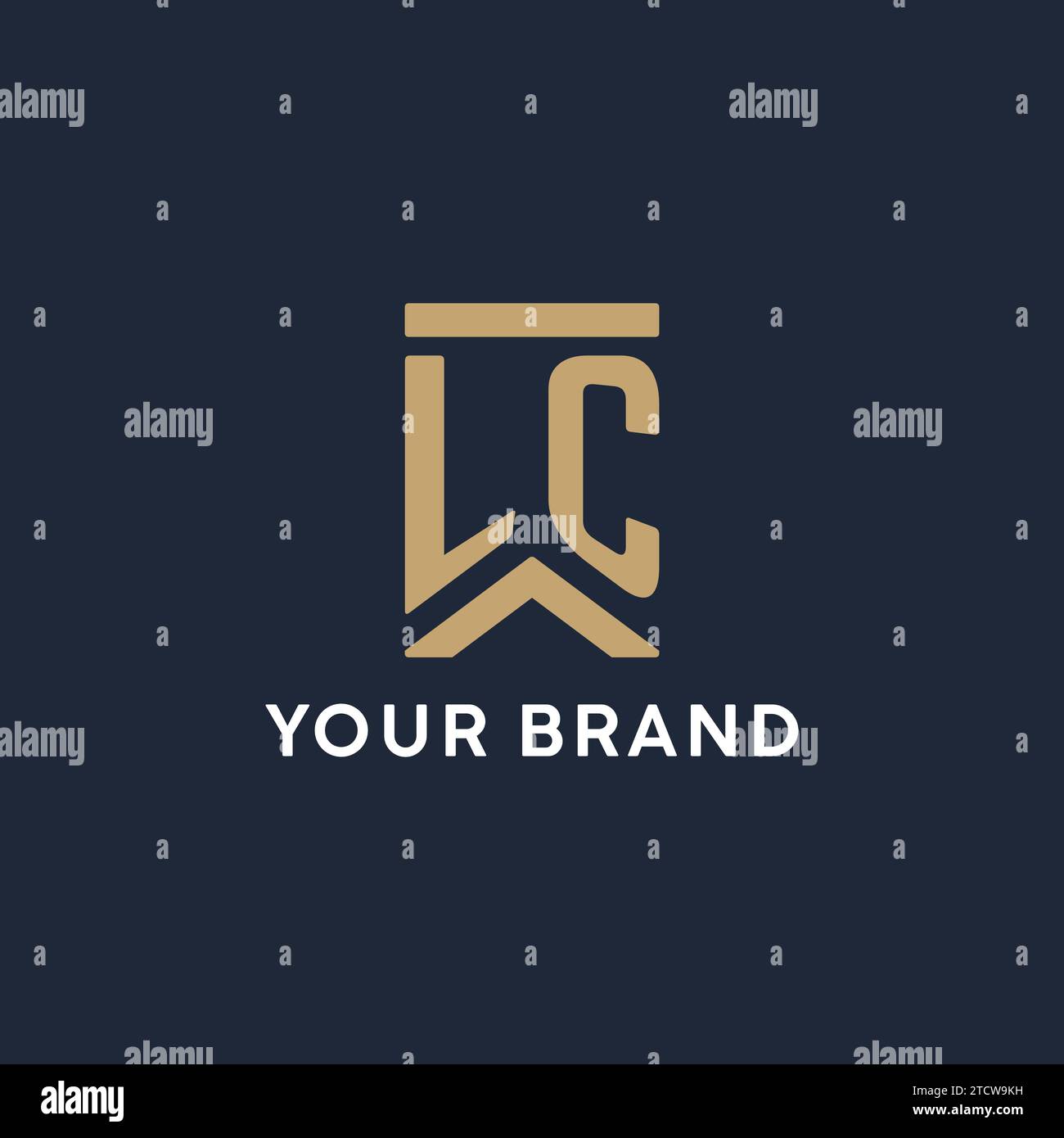 Logo monogramma iniziale LC in stile rettangolare con idee laterali curve Illustrazione Vettoriale