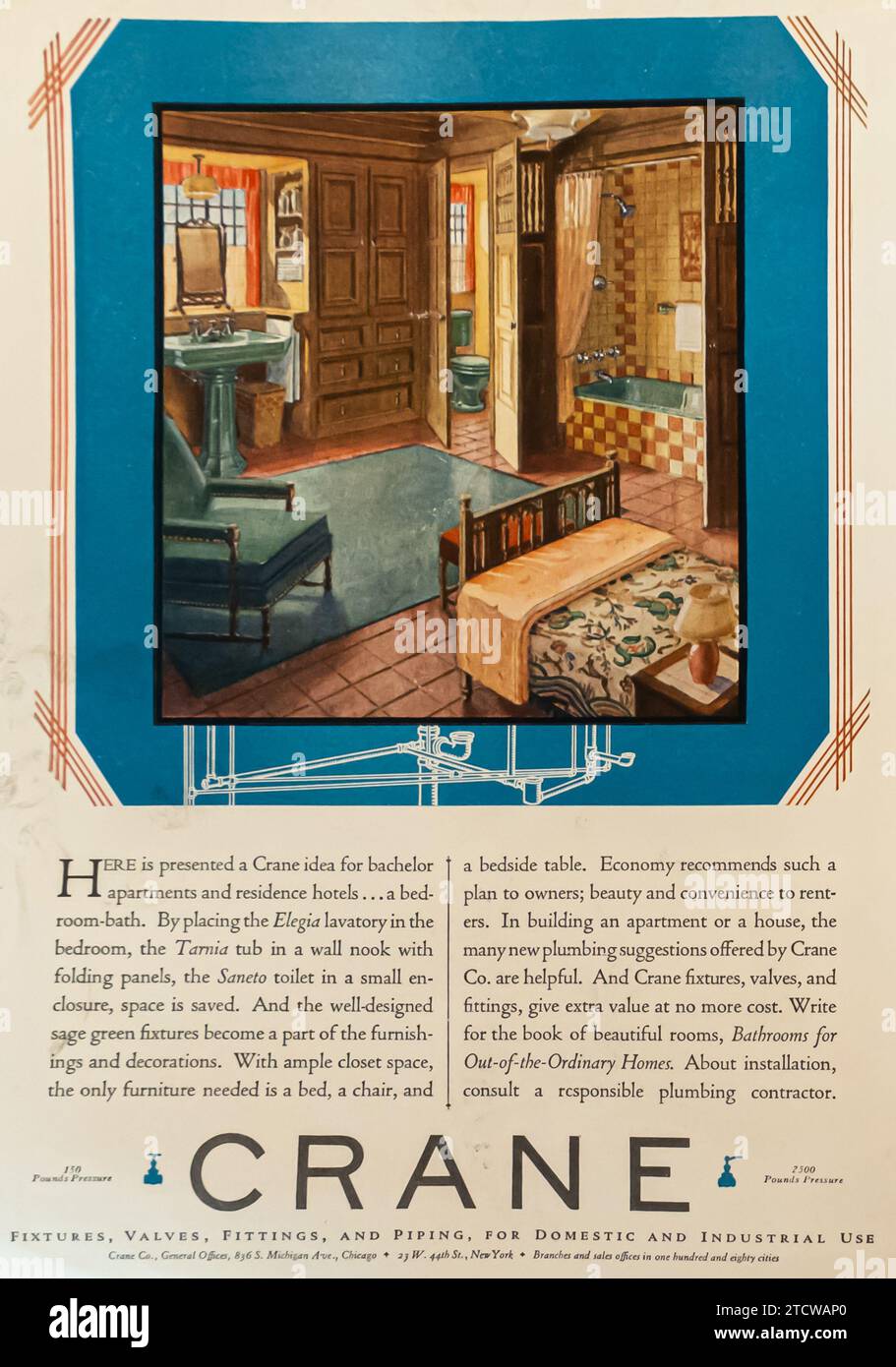 1929 stanze da bagno CON GRU Foto Stock