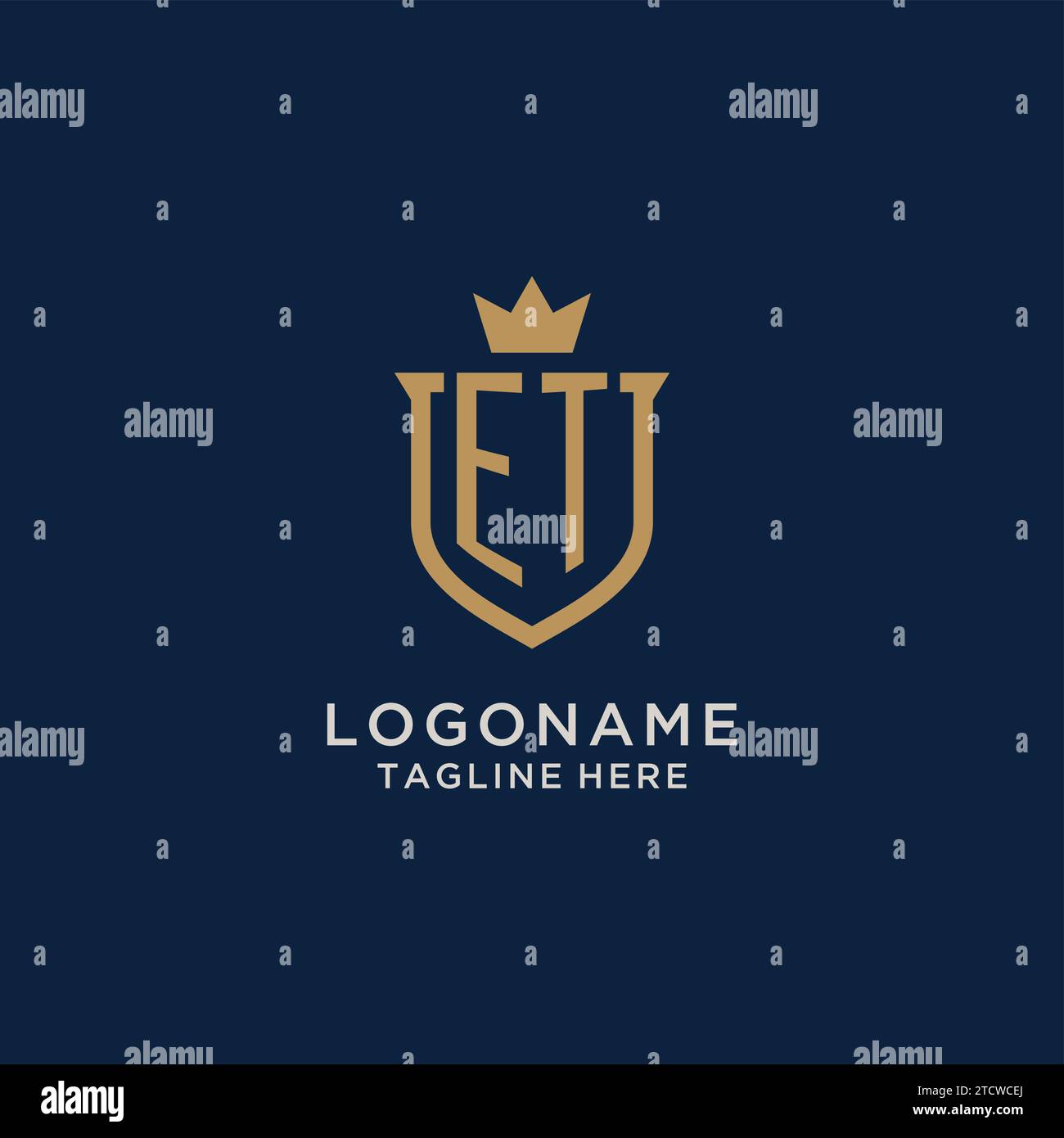 Grafica vettoriale logo corona scudo iniziale ET Illustrazione Vettoriale