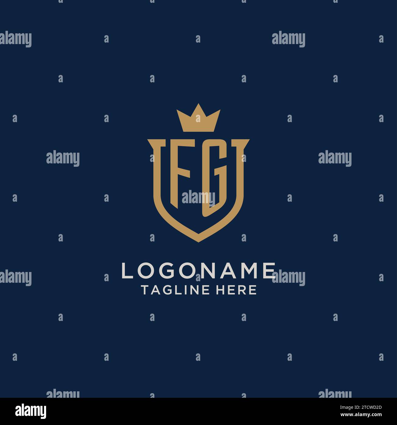 Grafica vettoriale del logo della corona dello scudo iniziale FG Illustrazione Vettoriale