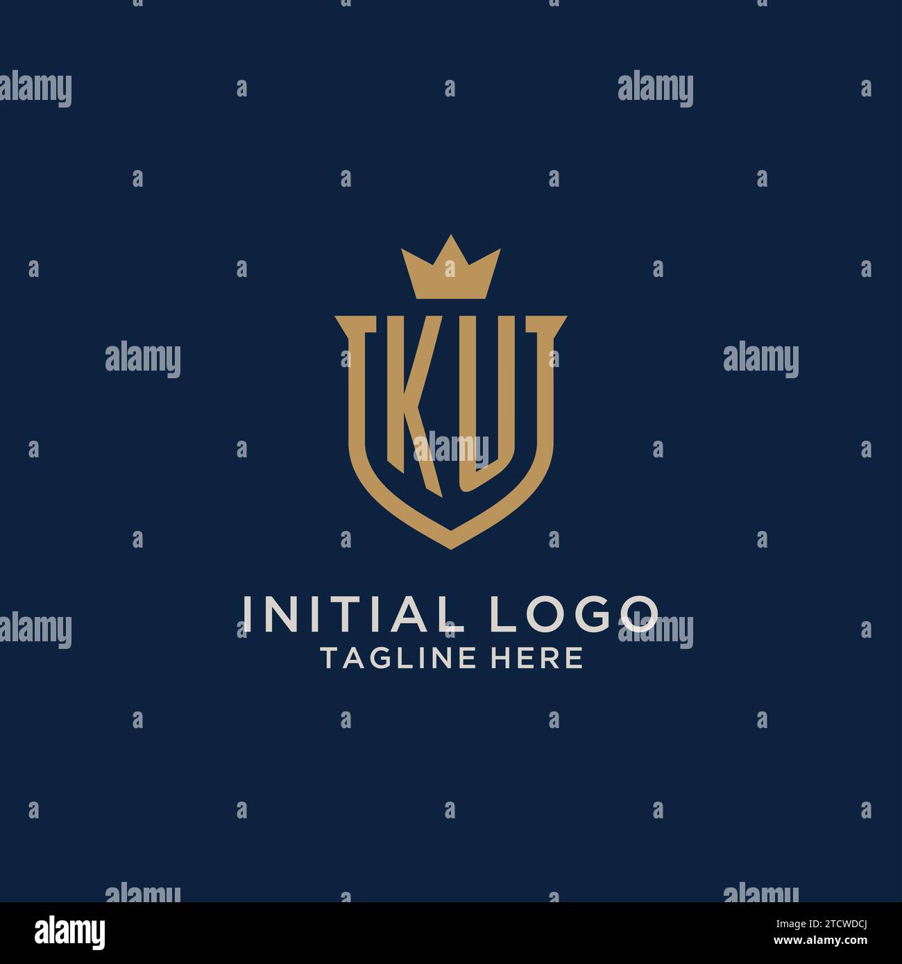 Grafica vettoriale logo corona scudo iniziale KU Illustrazione Vettoriale