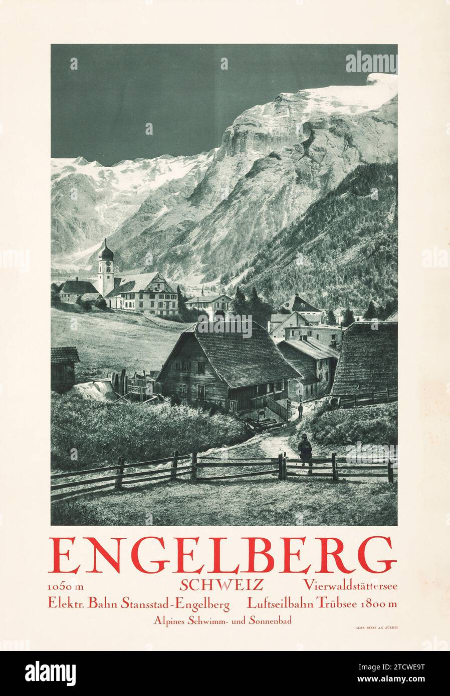 Engelberg (Gebruder Fretz A.G., c. 1920s) poster di viaggio svizzero Foto Stock