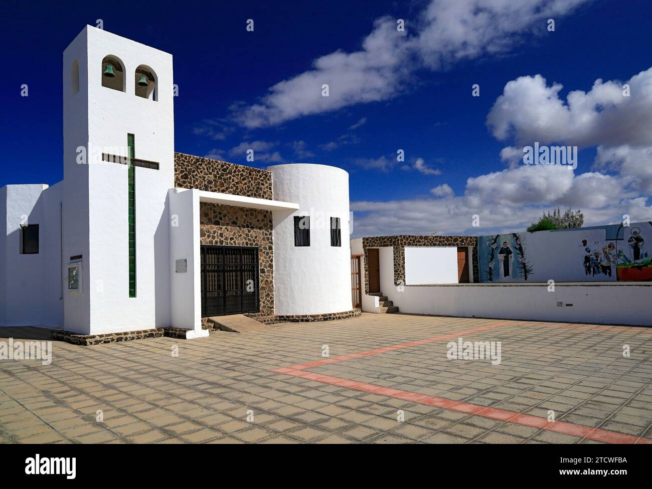 Iglesia de San Martín de Porres, El Roque, Fuerteventura, Isole Canarie, Spagna. Foto Stock
