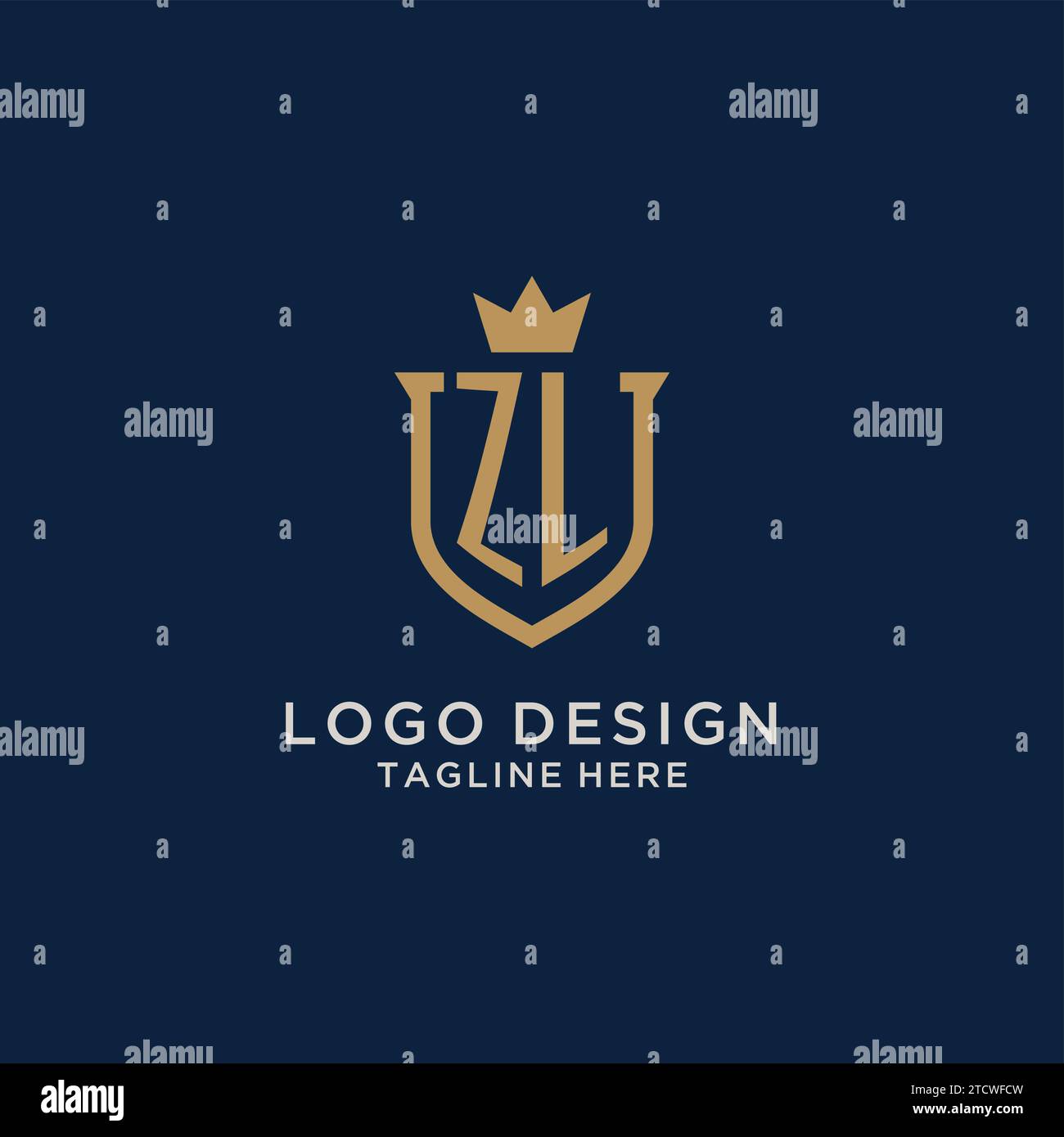 Grafica vettoriale del logo della corona dello scudo iniziale ZL Illustrazione Vettoriale