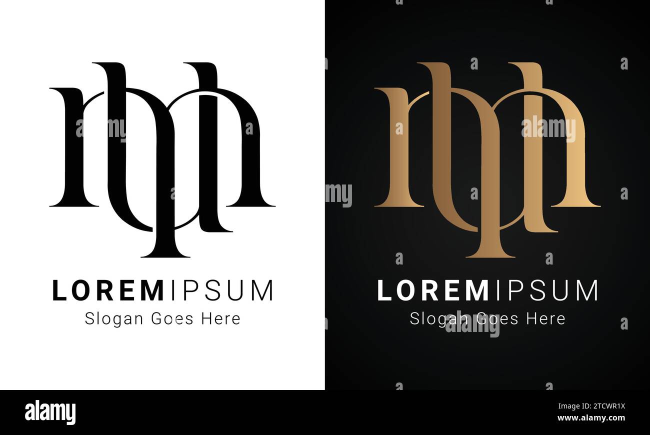Design del logo con monogramma UM iniziale o MU lettera di testo di lusso Illustrazione Vettoriale
