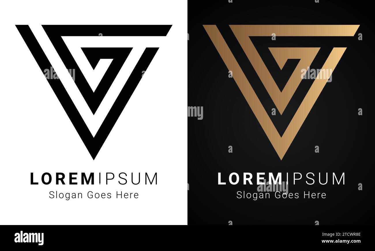 Design con logo monogramma Luxury iniziale GV o VG Text Letter Illustrazione Vettoriale