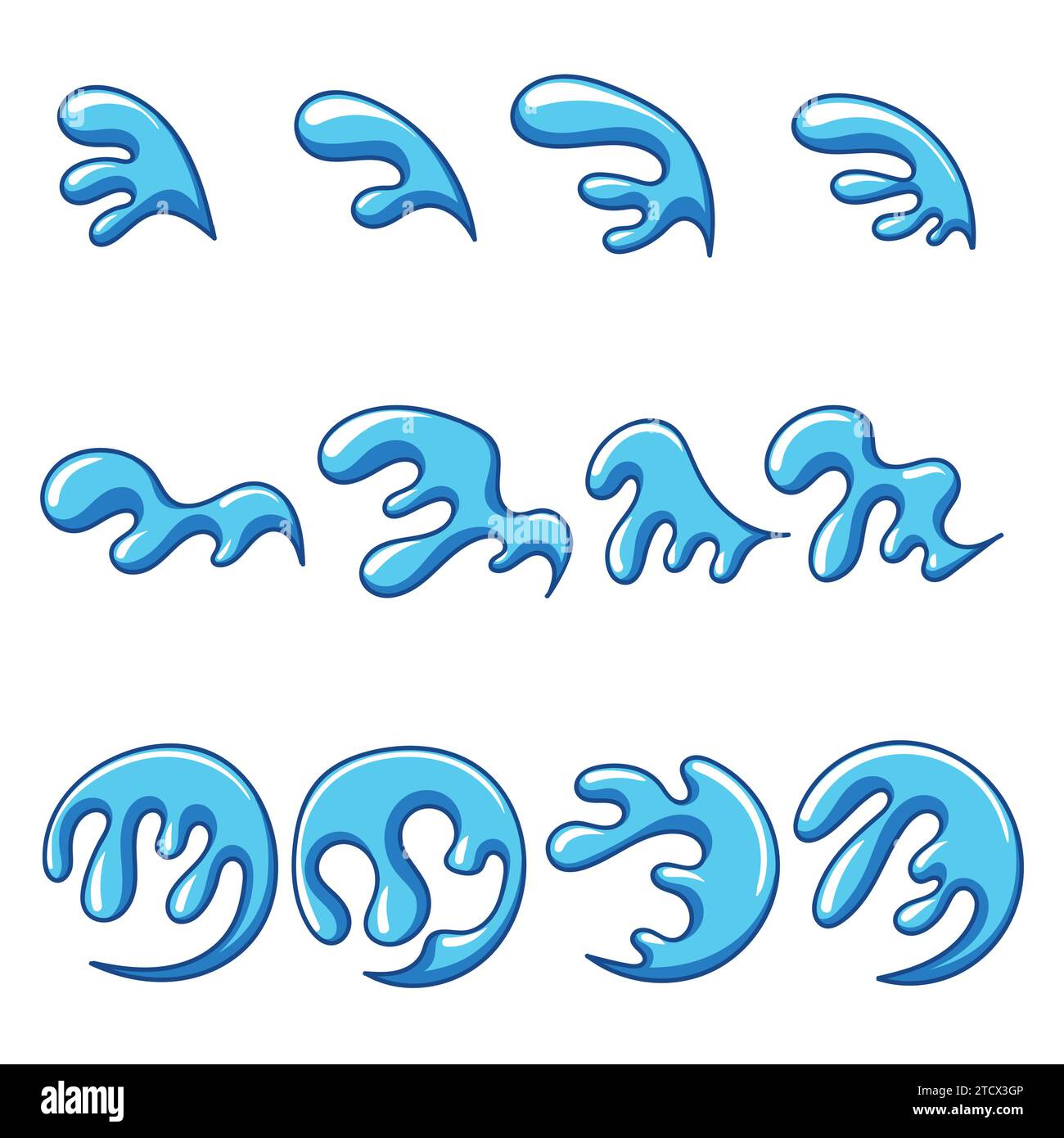 Illustrazione vettoriale della collezione WAVE Blue Set per la propria azienda o marca Illustrazione Vettoriale