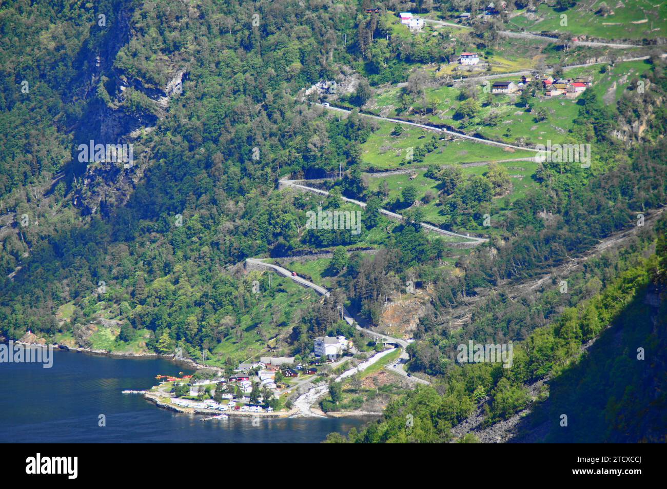 Ornevegen (Eagle Road) e Geirangerfjorden, Møre og Romsdal, Norvegia Foto Stock