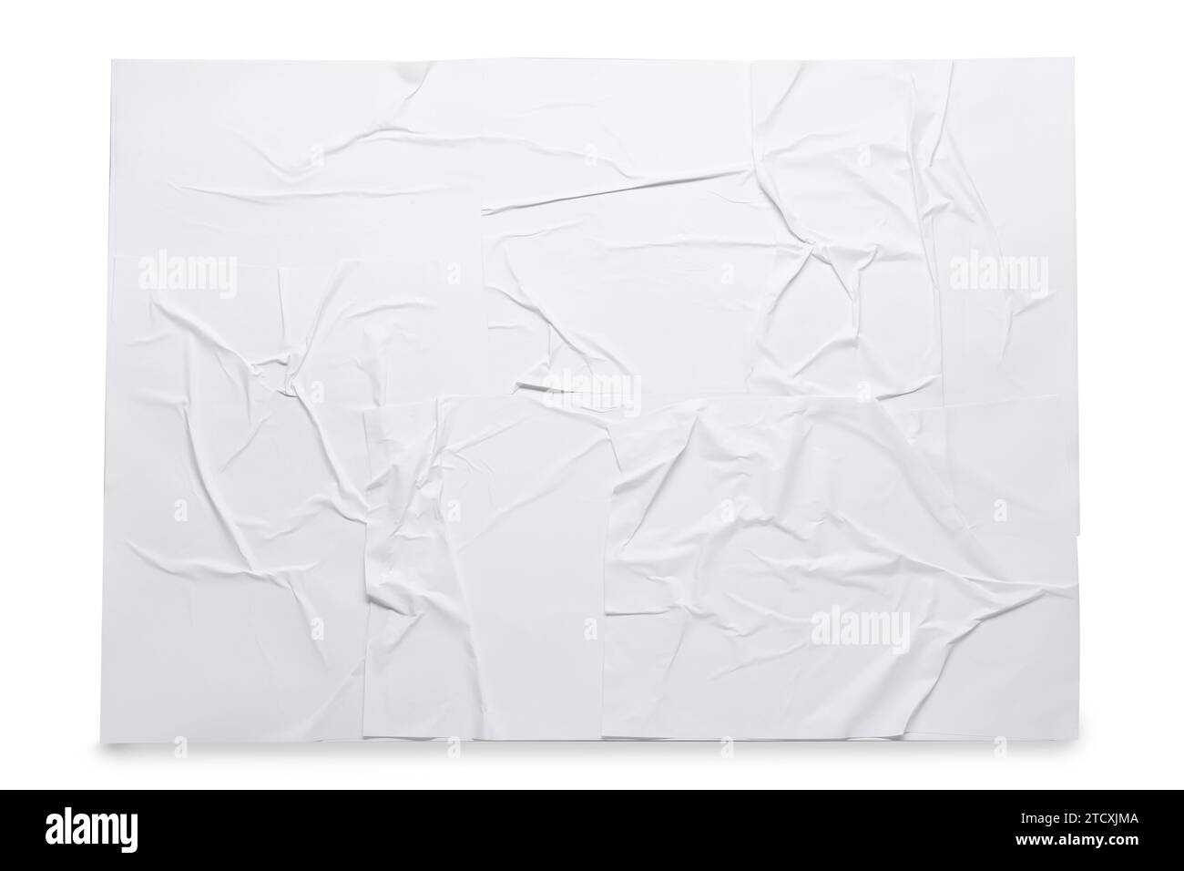 Foglio di carta bianco increspato su sfondo grigio chiaro, vista dall'alto. Poster a parete Foto Stock