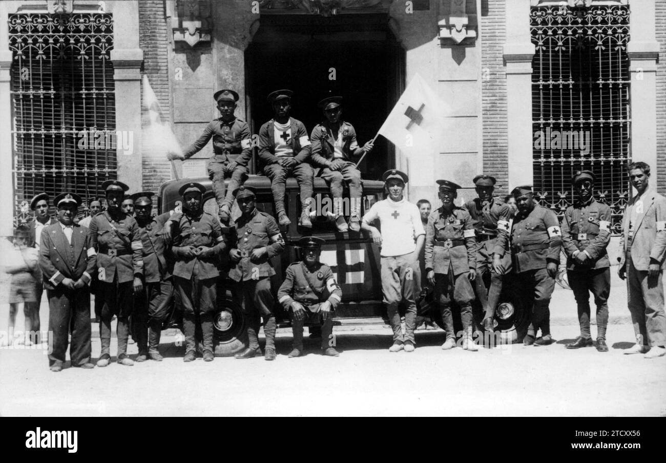 08/31/1936. Arrivo della Croce Rossa presso il municipio di Albacete, dopo aver visitato l'intera provincia di Córdoba. Crediti: Album / Archivo ABC / Escobar Foto Stock