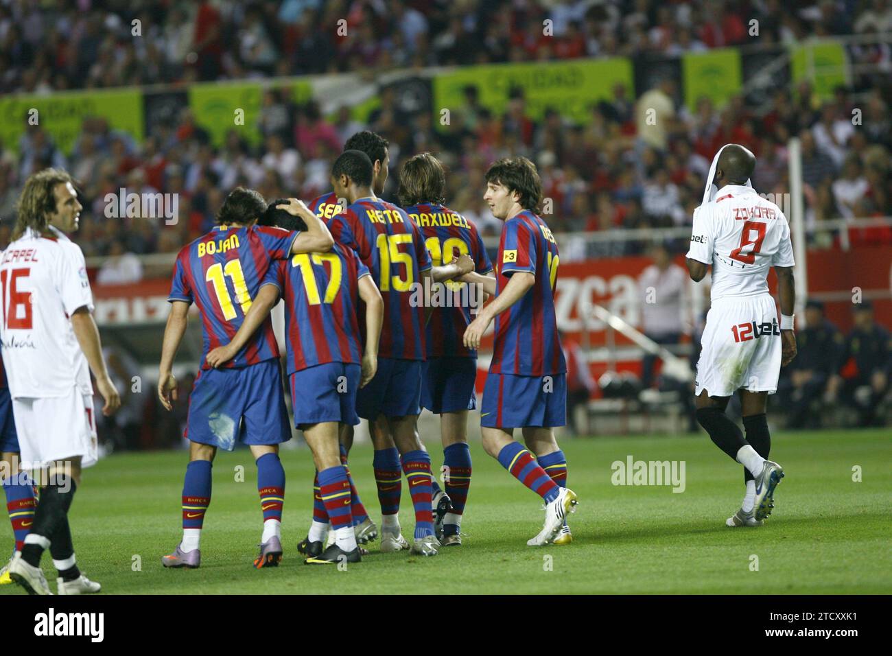 Siviglia, 05/08/2010. Partita di campionato tra Siviglia e Barcellona. Foto: Díaz Japón. Archsev. Crediti: Album / Archivo ABC / Díaz Japón Foto Stock