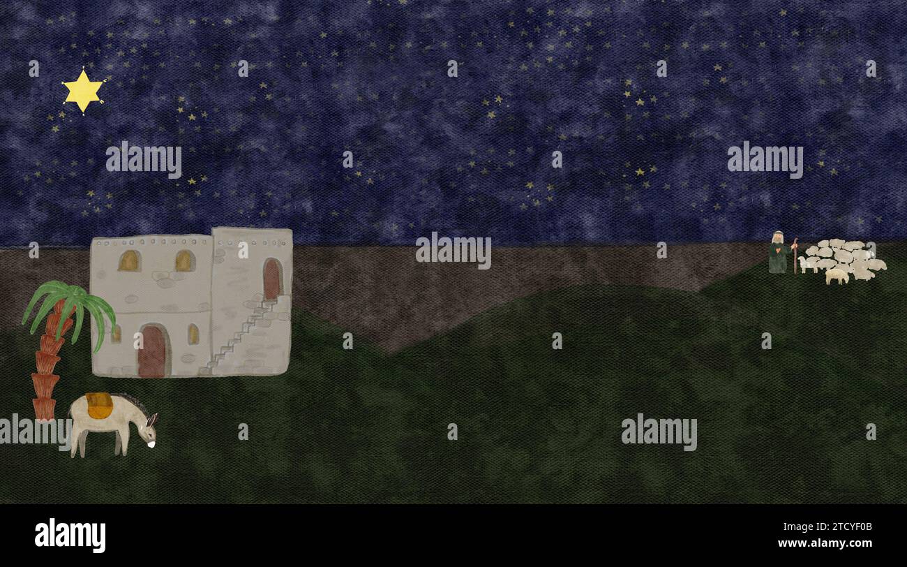 Striscione per la scena natalizia natalizia con sfondo scuro Foto Stock