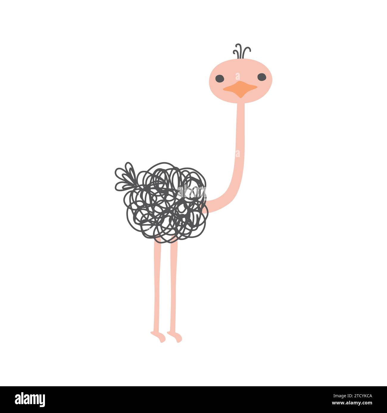 Cute Ostrich animal cartoon illustration Illustrazione Vettoriale