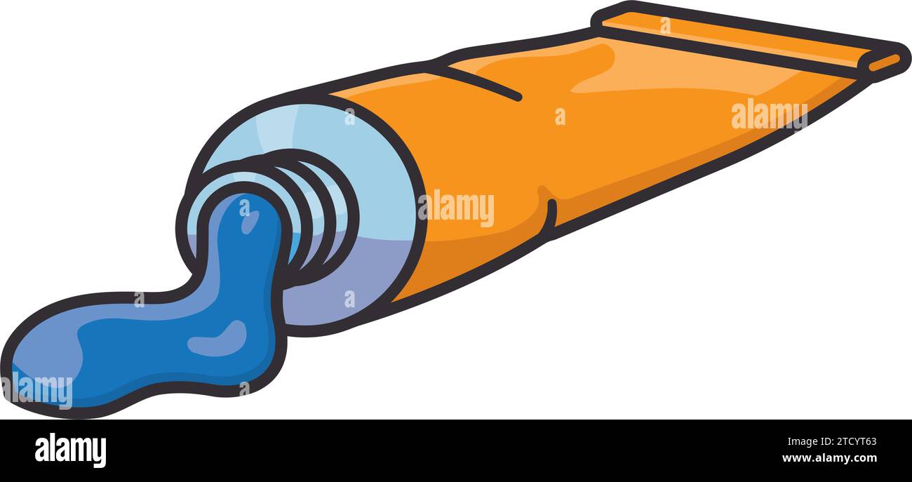 Vernice blu che scorre dal tubo tangerino illustrazione vettoriale isolata per la giornata internazionale del colore del 21 marzo Illustrazione Vettoriale