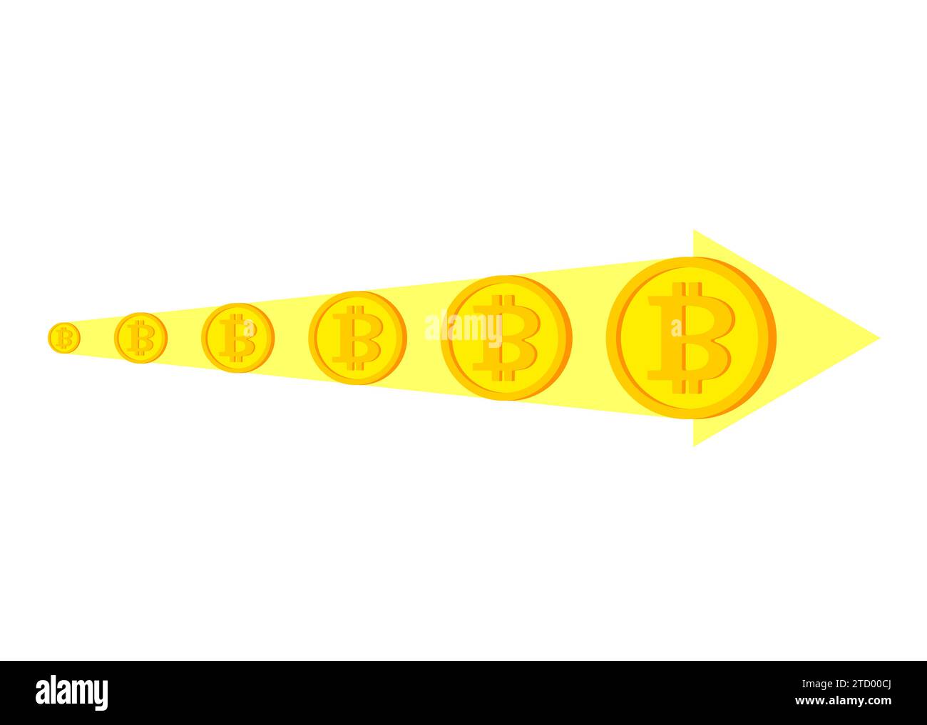 Crescita Bitcoin. Il prezzo della criptovaluta sta crescendo. Bitcoin aumenta di dimensioni Illustrazione Vettoriale
