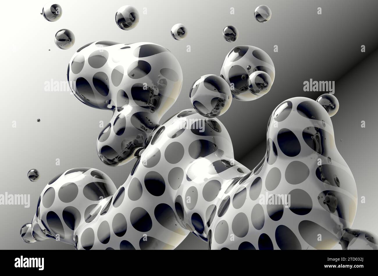 Illustrazione 3d astratta colore gradiente goccia liquido su sfondo bianco. Foto Stock