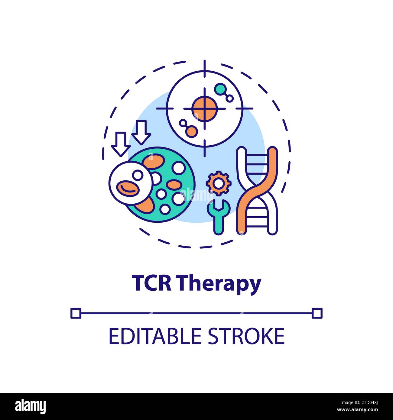 Concetto di icona della terapia TCR colorata e sottile Illustrazione Vettoriale