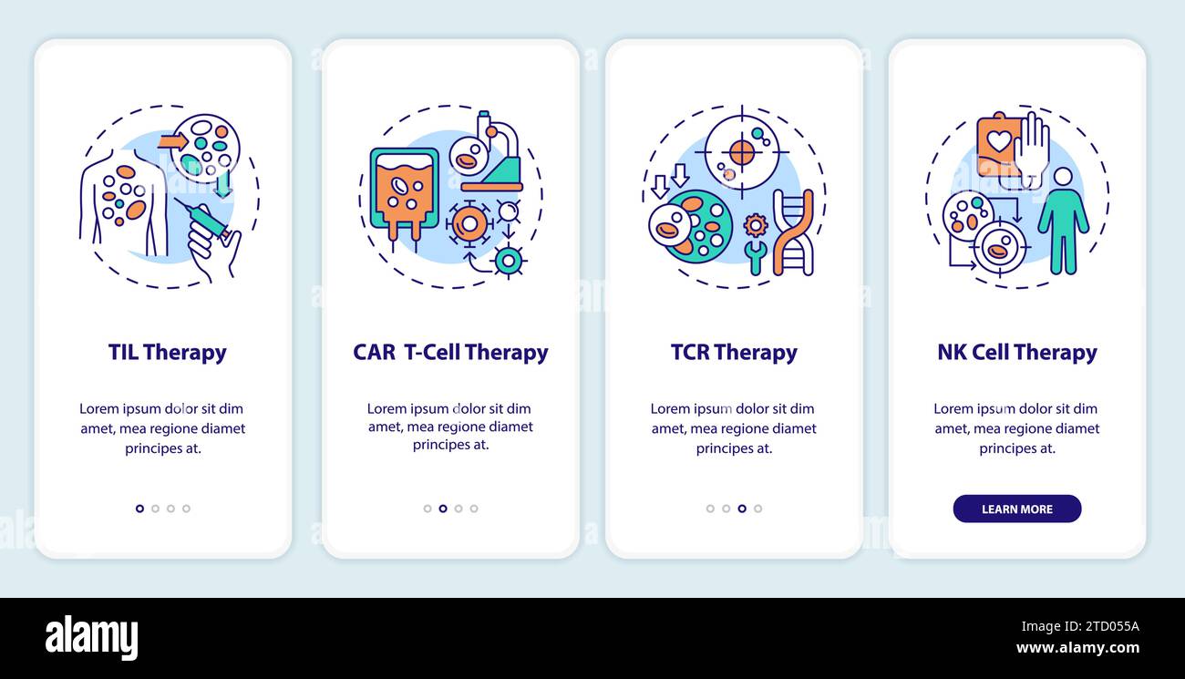 Tipi di immunoterapia dettagliata con icone multicolore Illustrazione Vettoriale