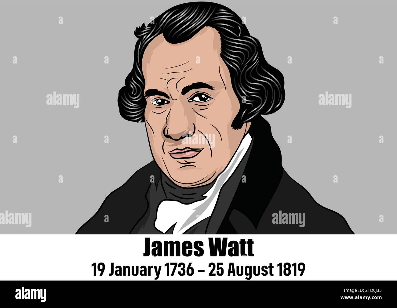 Inventore scozzese, ingegnere meccanico e chimico James Watt Illustrazione Vettoriale
