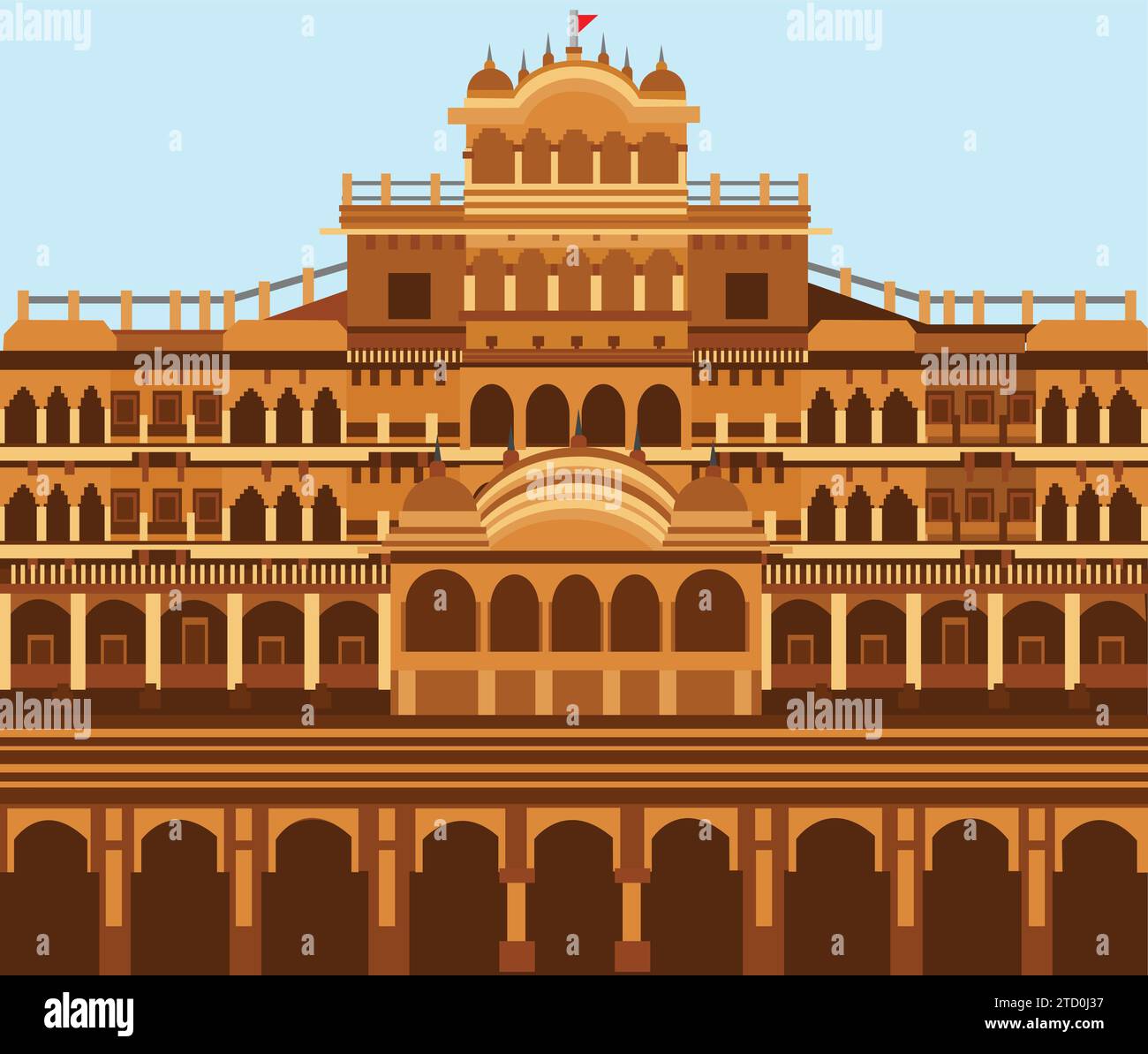 Illustrazione vettoriale del famoso Palazzo della città, Jaipur, India. Business Travel and Tourism Concept Illustrazione Vettoriale