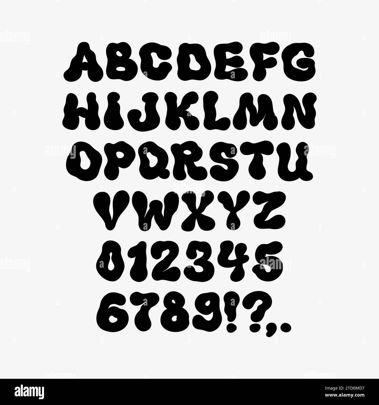 Alfabeto dei cartoni animati in stile retrò Illustrazione Vettoriale