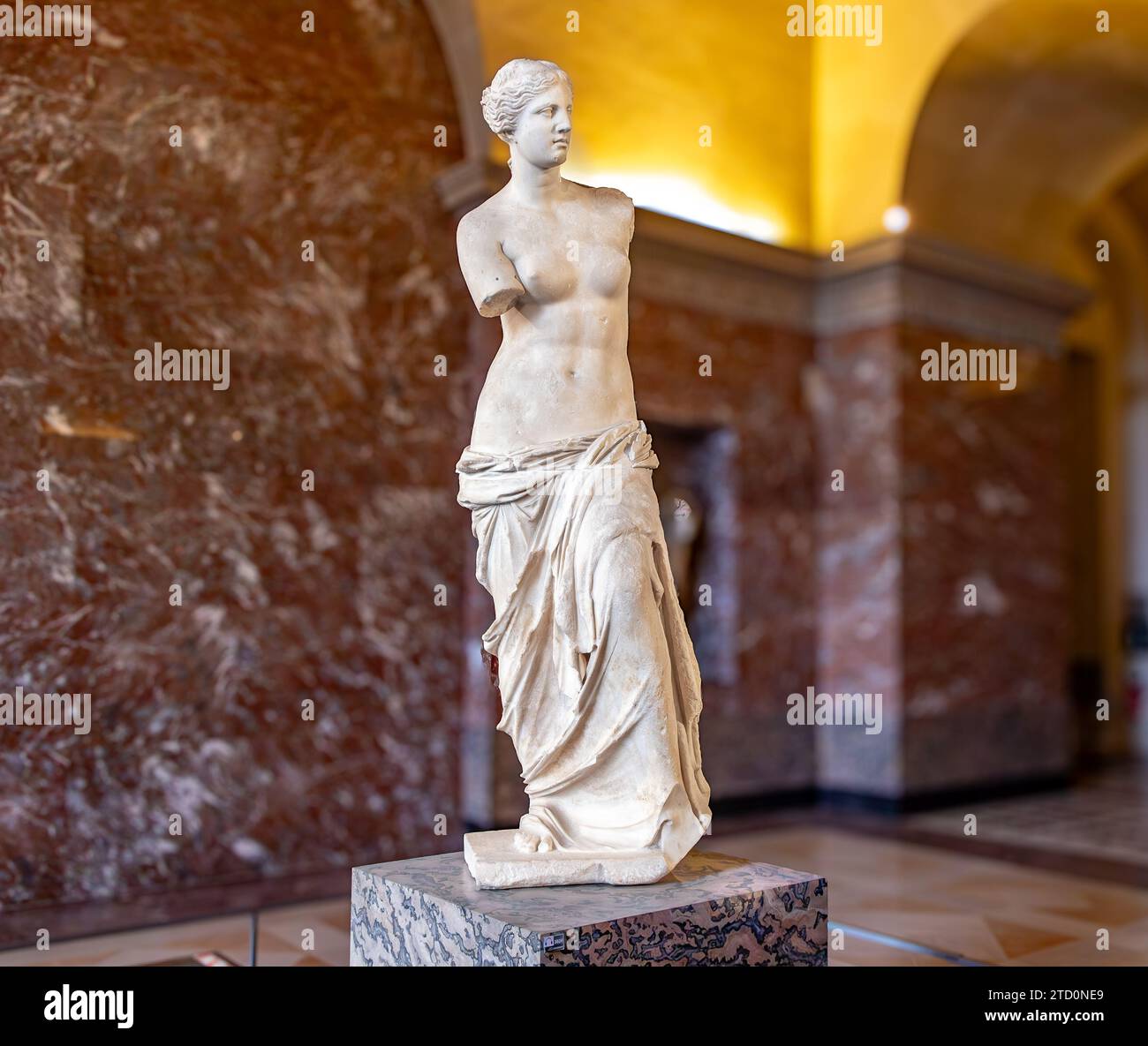 La Venere di Milo, una delle opere d'arte più conosciute al mondo e una delle principali attrazioni del Museo del Louvre di Parigi Foto Stock