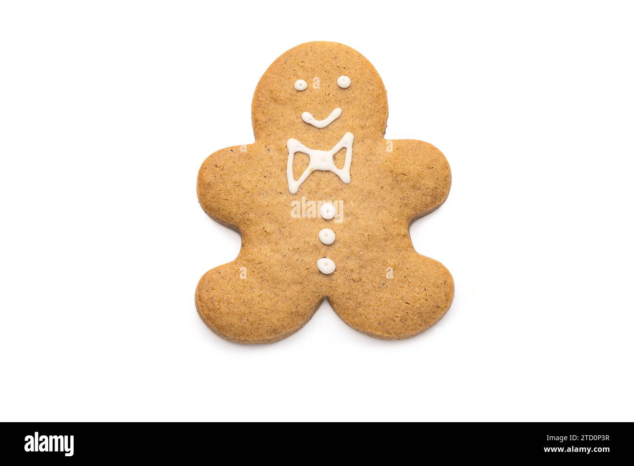 Christmas Gingerbread man cookie isolato su sfondo bianco Foto Stock