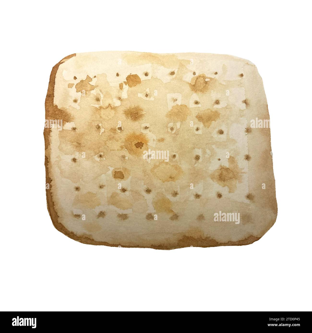 Matzah di pane di Pesach ad acquerello isolato su bianco Foto Stock