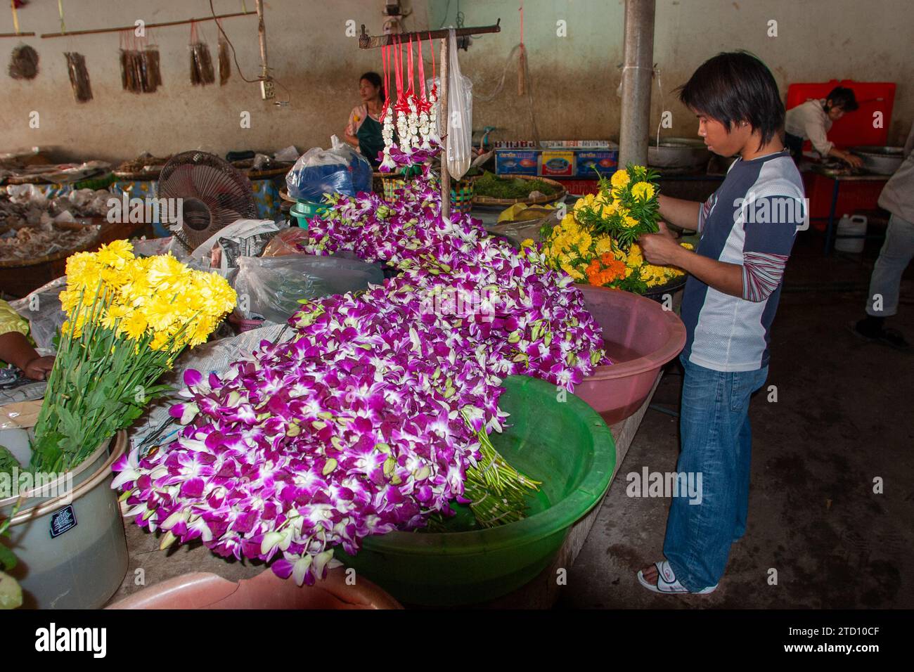Mercato dei fiori a Bangkok, in Thailandia Foto Stock
