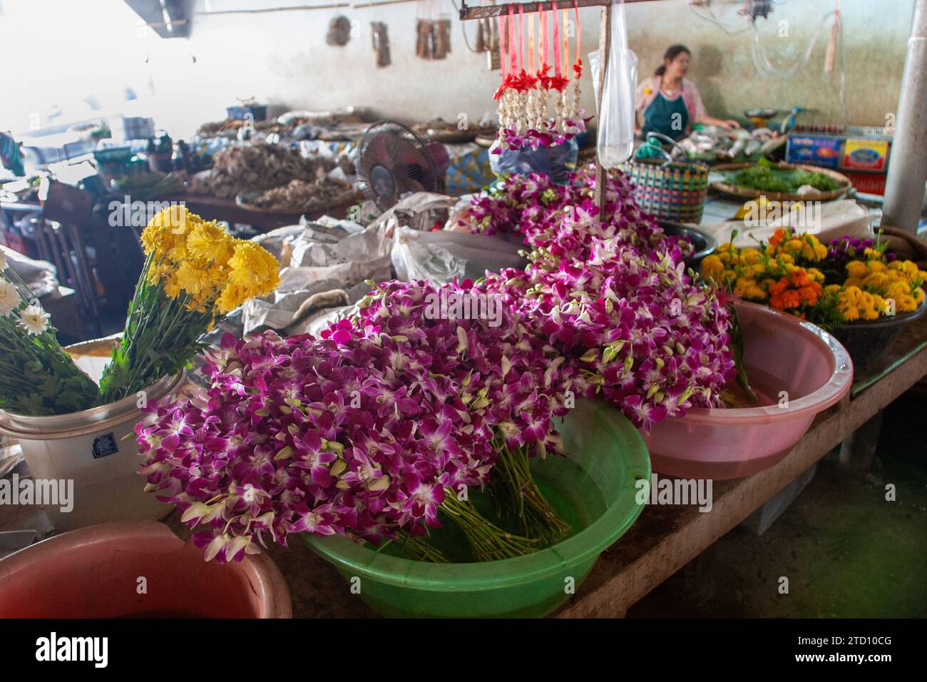 Mercato dei fiori a Bangkok, in Thailandia Foto Stock