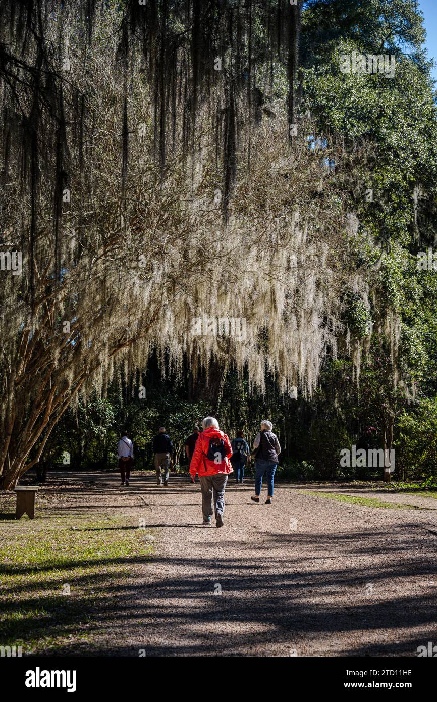 I turisti passeggiano nei giardini barocchi Foto Stock
