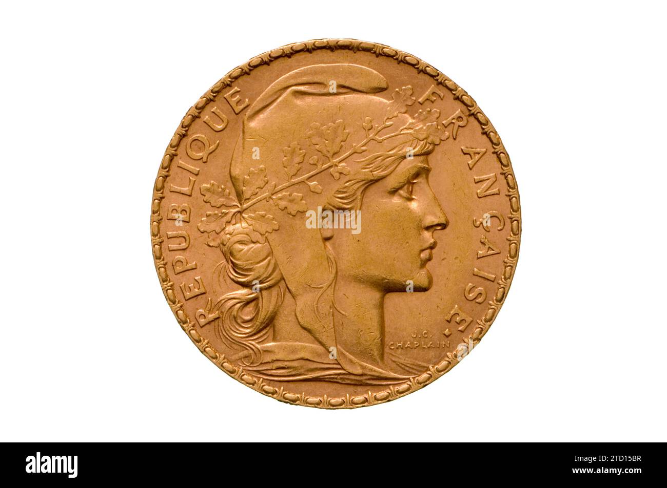 French Gold 20 Franc Coin Foto Stock