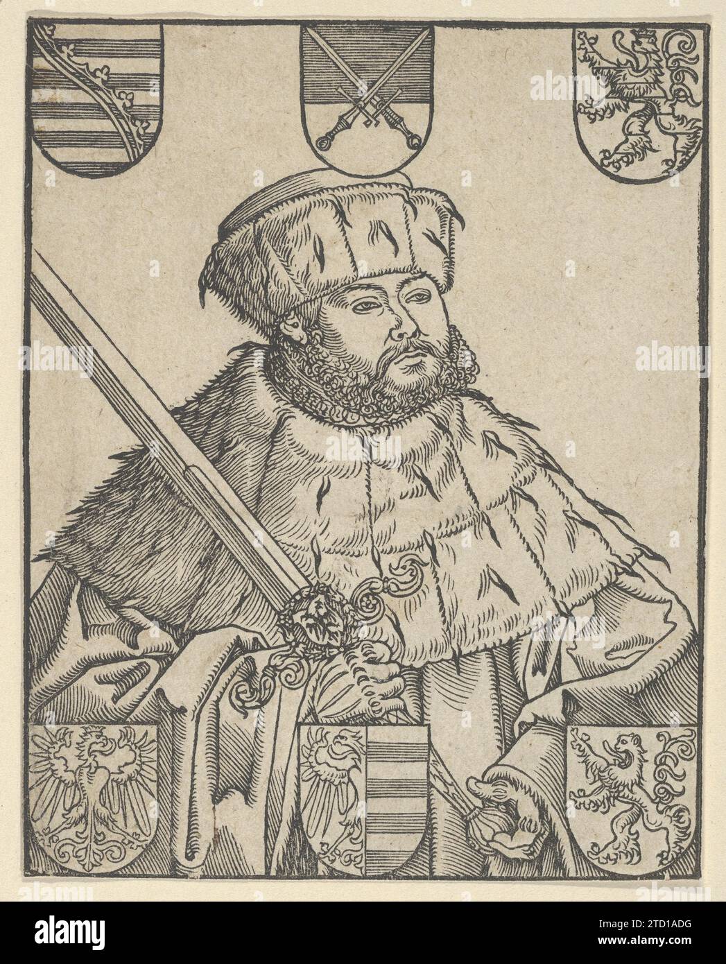 Copia di John Frederic the Magnanimous, in Electoral Robes 1921 di Lucas Cranach the Younger and Workshop Foto Stock