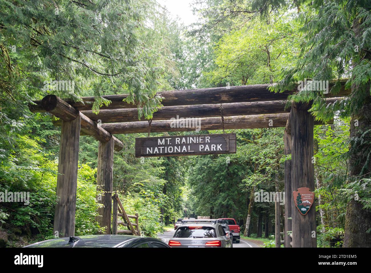 L'ingresso del Mount Rainier National Park, Washington, Stati Uniti Foto Stock