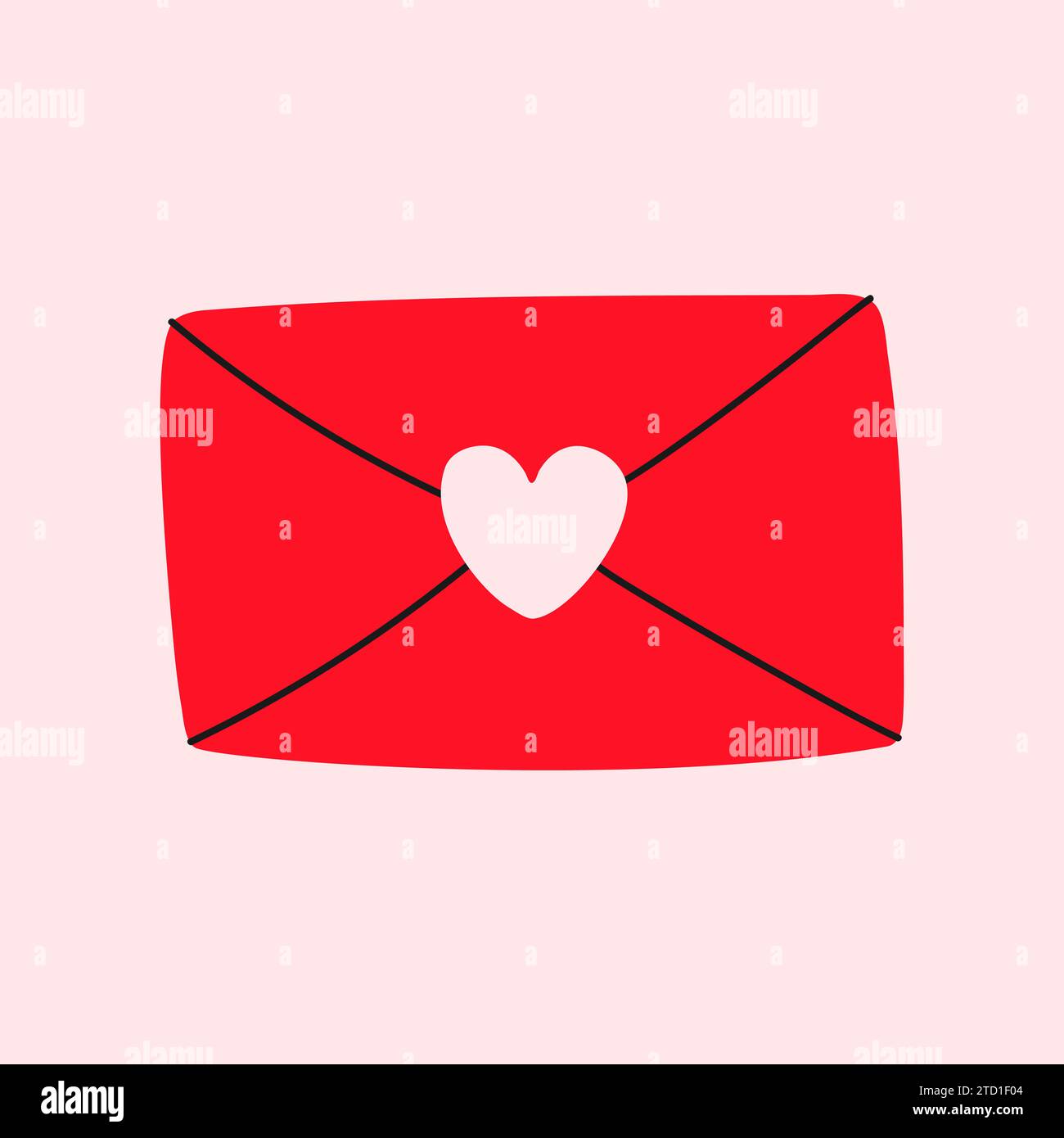 Icona della lettera d'amore.Post con cuore rosa isolato Illustrazione Vettoriale